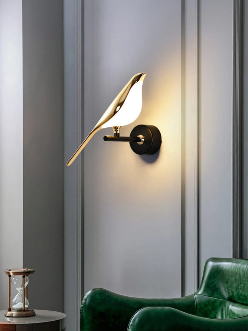 Artistic Bird Wall Light – Gold & Black LED Indoor Wall Light for Living Room. - View 1