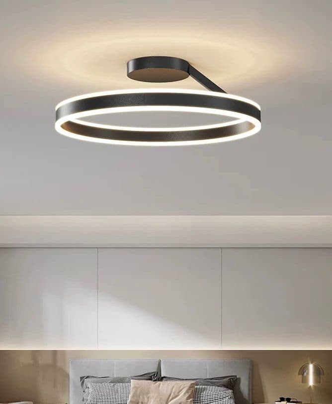 Modern Ring Chandelier – Nordic Black LED Ceiling Light for Bedroom. - View 1