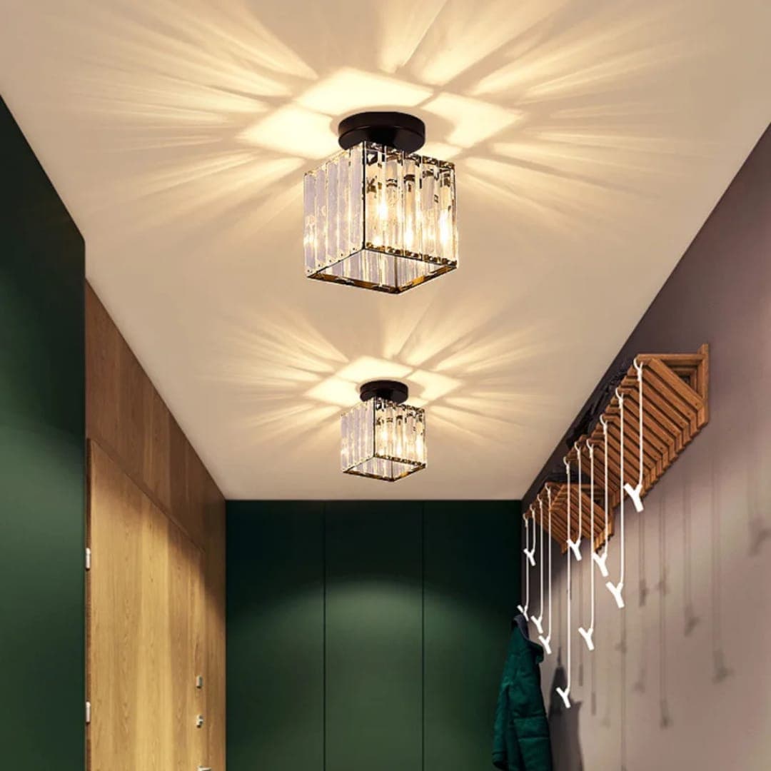 Elegant Crystal Flush Ceiling Light – LED Hallway Lighting. - View 1