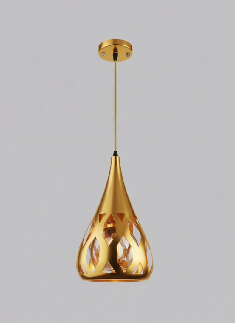 Matte Gold Antique Brass Pendant Light – Industrial Hanging Lamp. - View 1