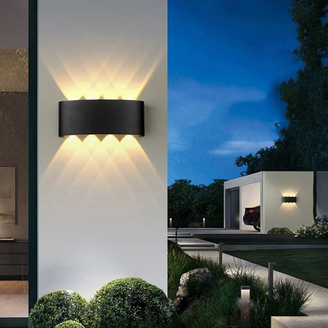 Modern 4-face Rectangular Waterproof Outdoor Wall Light in Black with for Garage, Patio and Garden - View 1