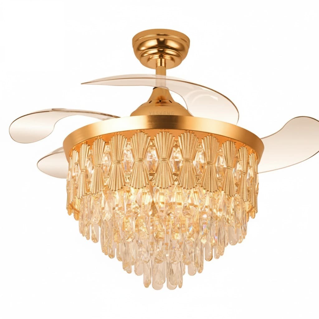 Modern 42-Inch Chandelier Fan with LED Light and Bluetooth Speakers. - View 1