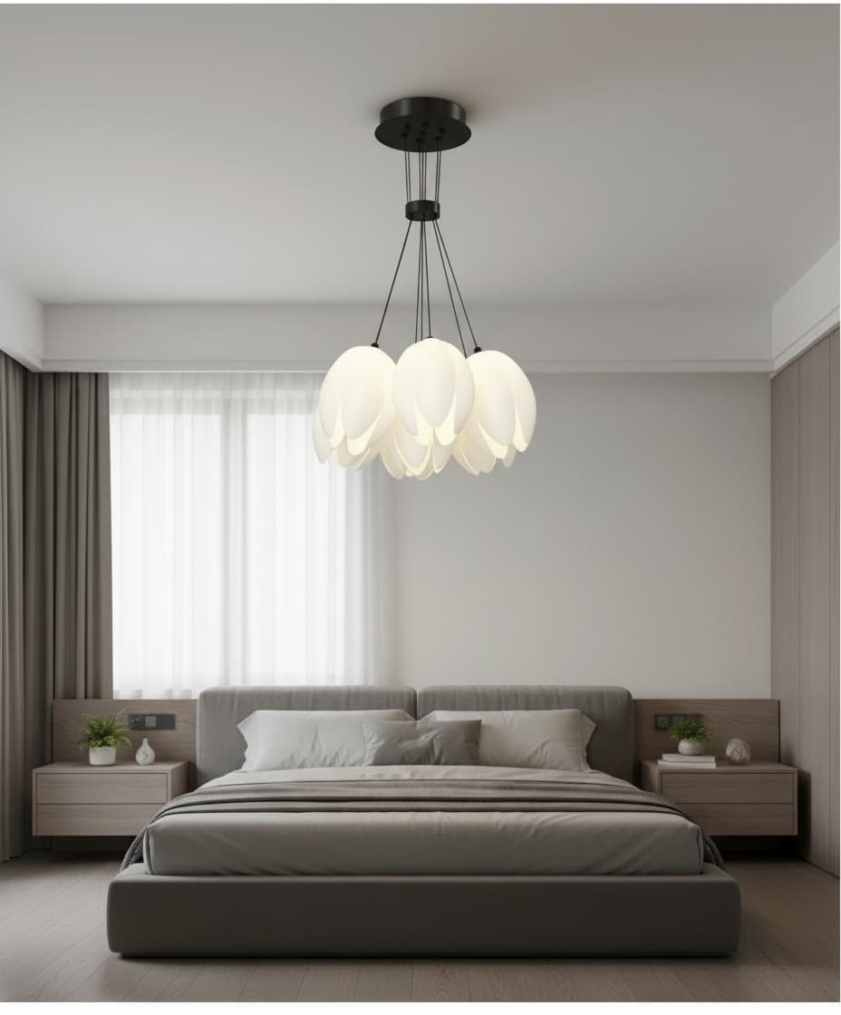 Modern Nordic White Flower LED Chandelier. Make a quiet statement with lighting that feels soft, stylish, and intentional. - View 1