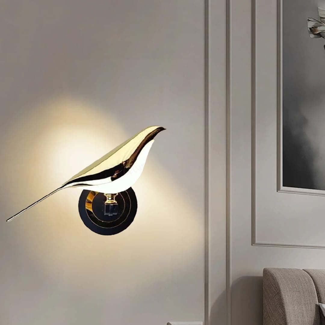 Gold Bird LED Wall Light – Elegant Modern Wall Fixture for Living & Dining. - View 1