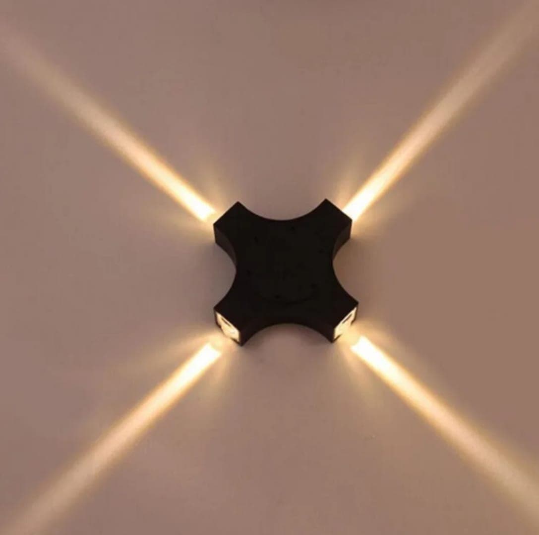 4-Way LED Wall Sconce – Modern Black Outdoor Wall Light for Homes & Villas. - View 1