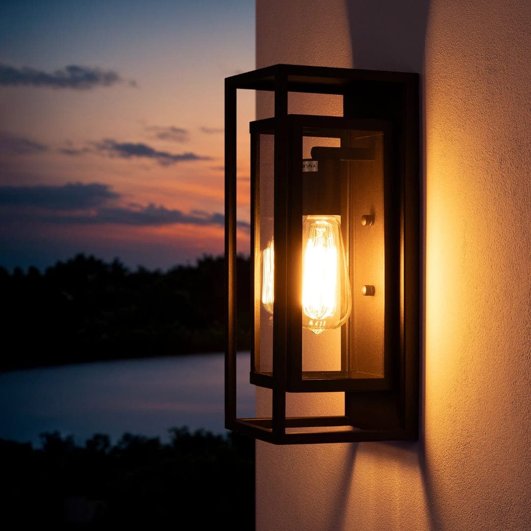 Black Outdoor Wall Light with Edison Bulb | Waterproof Modern Industrial Exterior Wall Sconce for Porch, Patio & Entryway. - View 1