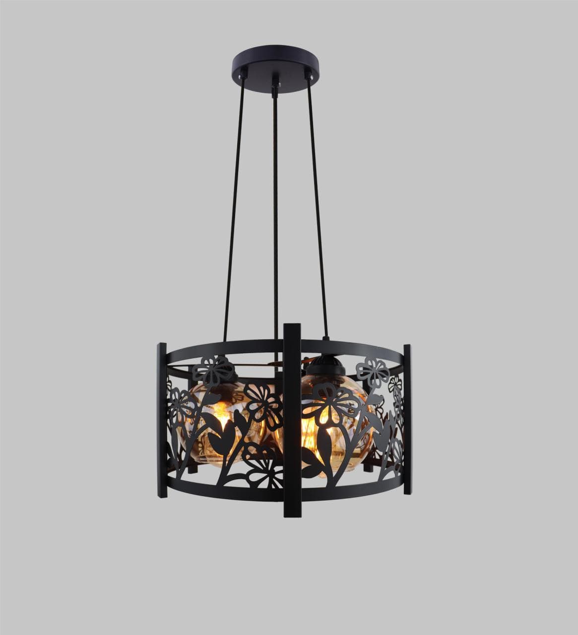 Modern Black Cage Drop Lights – Decorative Flower Pendant Ceiling Lamps. - View 1