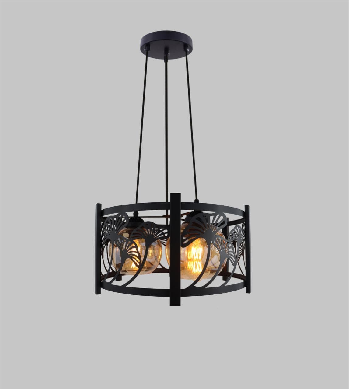 Black Floral Cage Pendant Light | Decorative LED Ceiling Fixture. - View 1