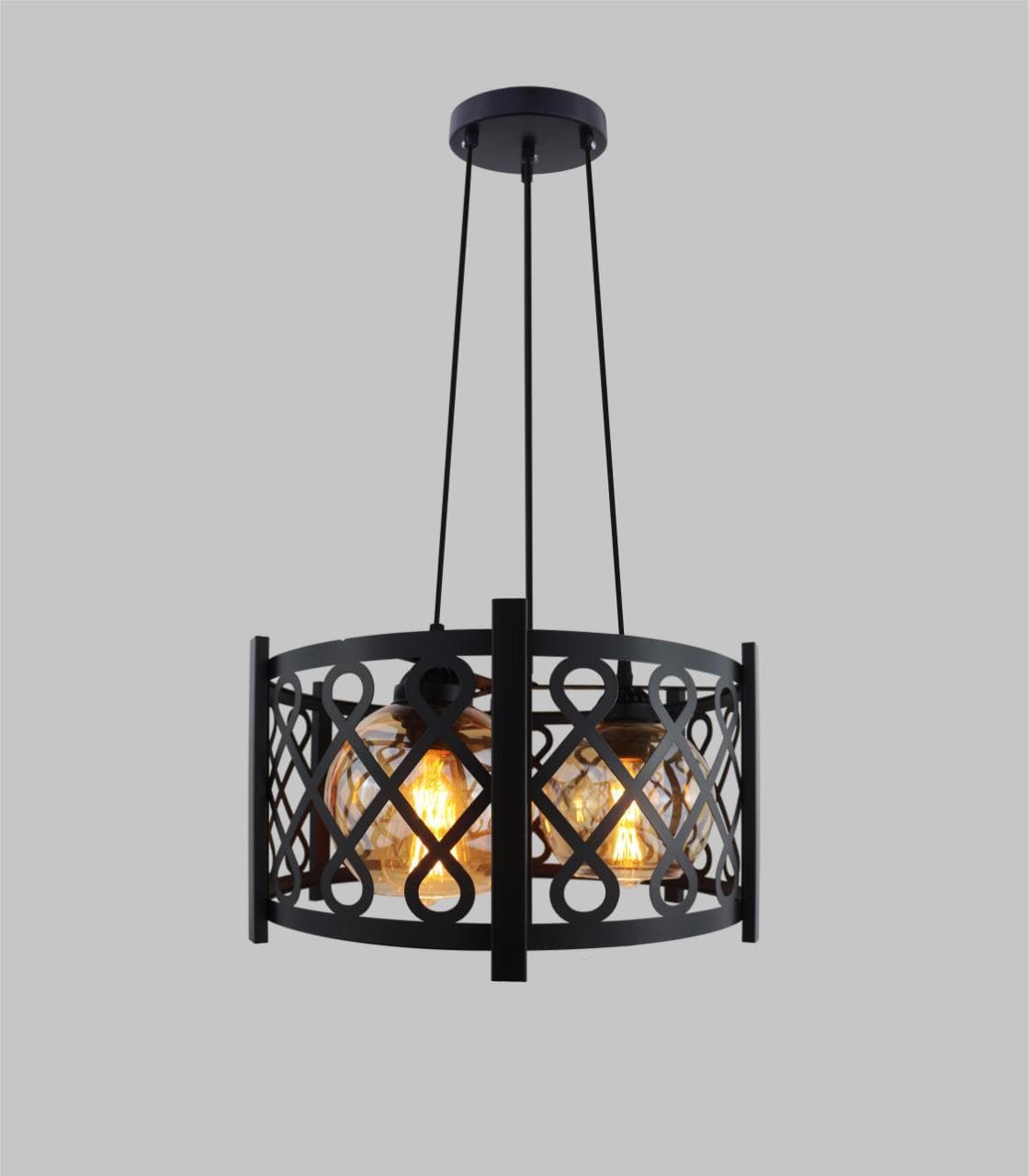 Modern Floral LED Drop Light | Black Cage Pendant Ceiling Light. - View 1