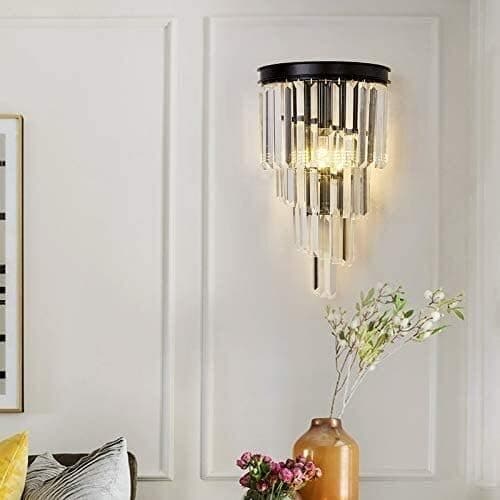 Matte Black Crystal Wall Lamp – Best Modern Indoor Wall Light for Living Room & Hallway. - View 1