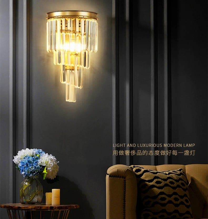 Modern Gold Crystal Wall Light – Decorative Crystal Wall Lamp for Ambient Lighting. - View 1