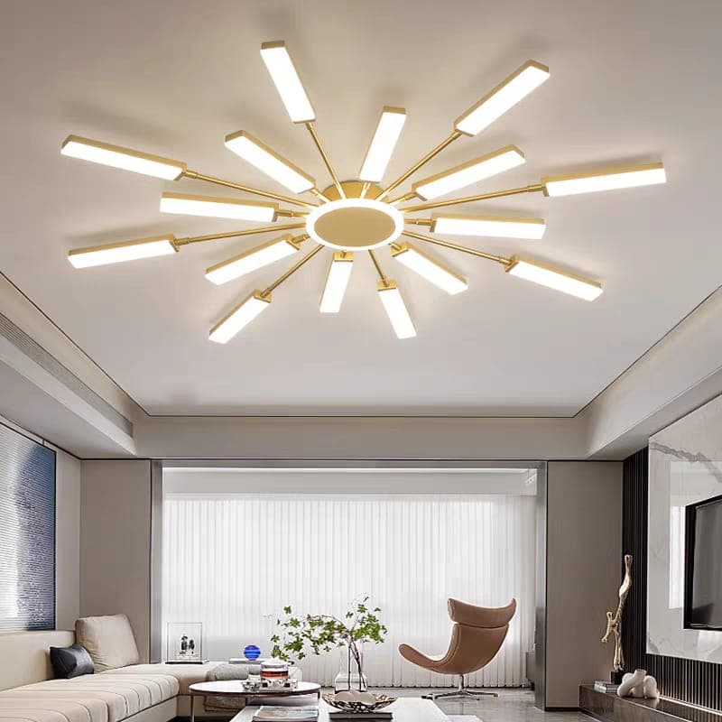 Premium Gold Star-Style Modern LED Chandelier With Radial Arms – Ideal for Living Room, Dining Room & Large Spaces. - View 1