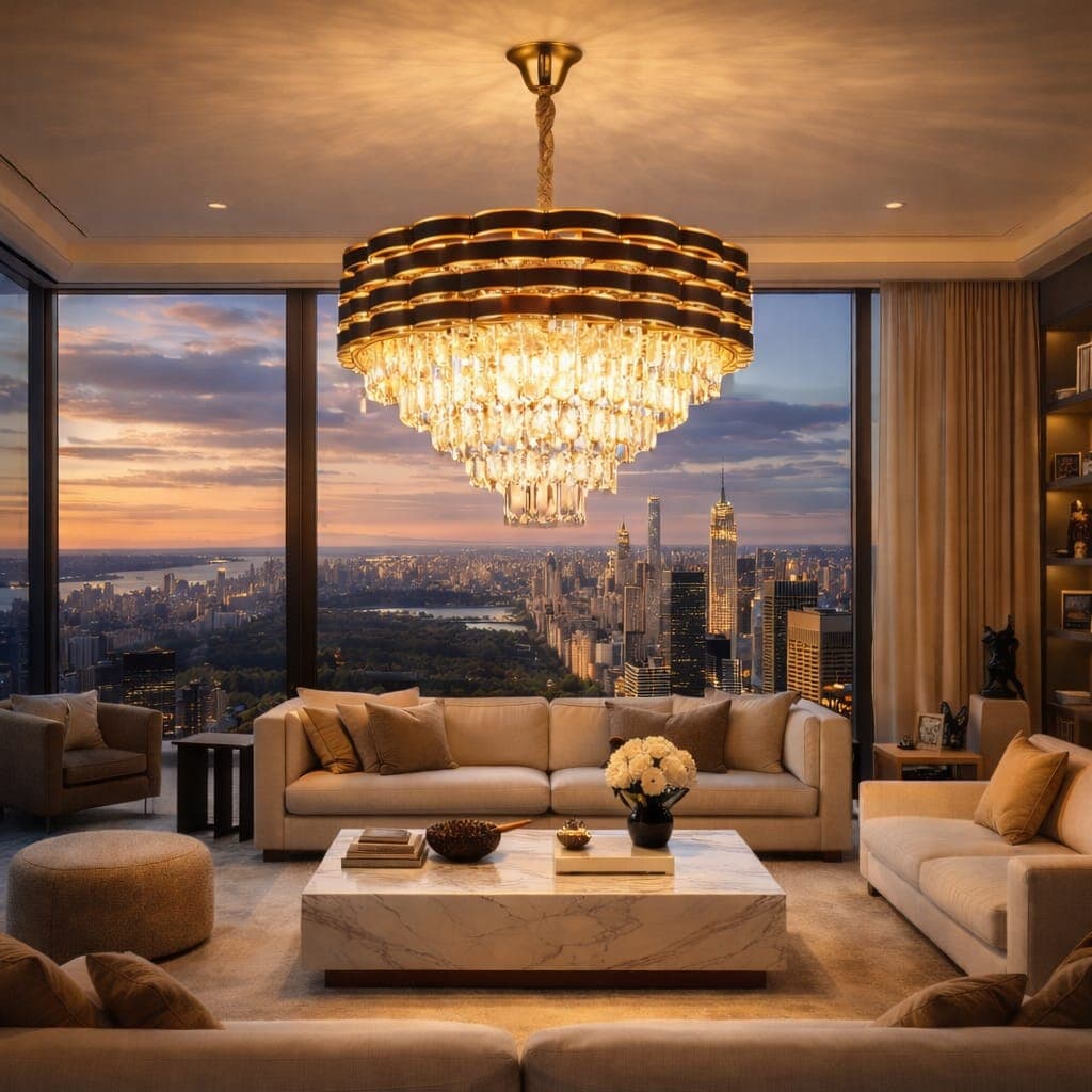 Luxury Tiered Crystal Chandelier – Polished Gold Ceiling Fixture for Home Décor. - View 1