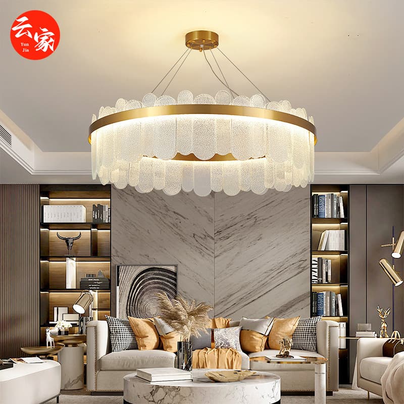GoldCrystal Chandelier for Large Living Rooms, Lounges & Hallways. - View 1