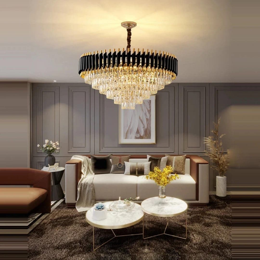 Elegant Multi-Tier Crystal Chandelier for Living Room Lighting. - View 1