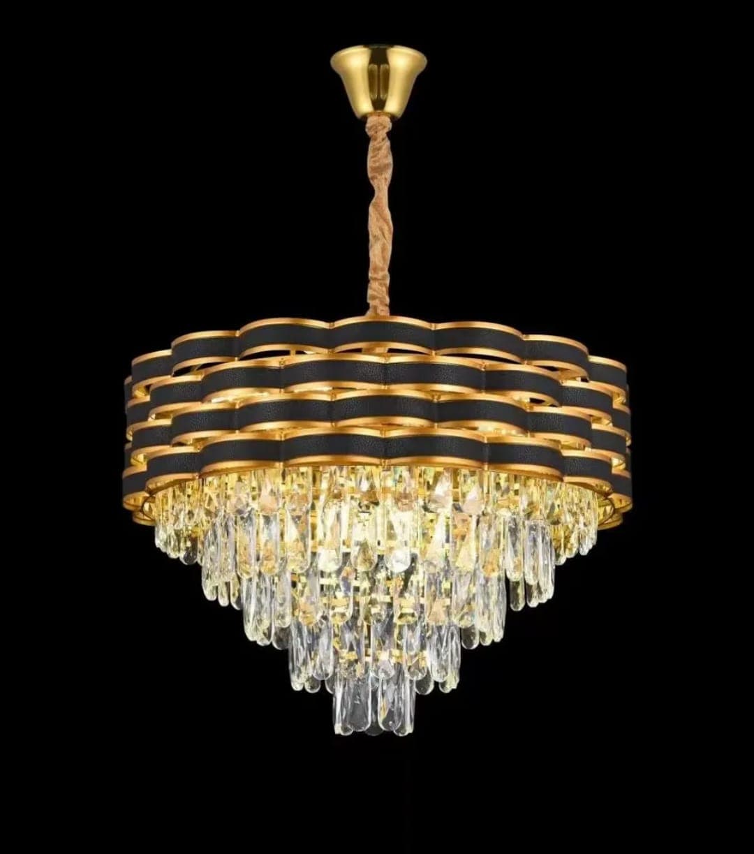 Luxury Tiered Crystal Chandelier – Polished Gold Ceiling Fixture for Home Décor. - View 1