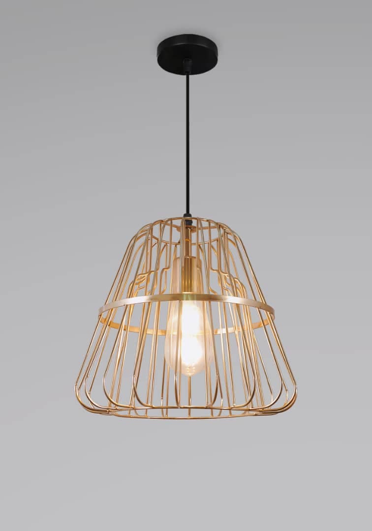 Gold Cage Pendant Light – Modern Ceiling Lighting Design. - View 1
