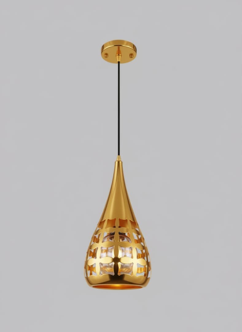 Gold Teardrop Pendant Light – Stylish LED Drop Light Fixture. - View 1