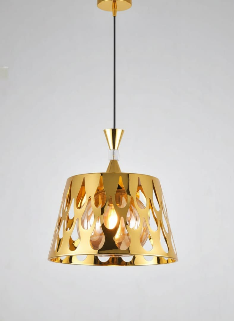 Gold Cut-Out Pendant Light | Modern LED Drop Light for Home Interior. - View 1