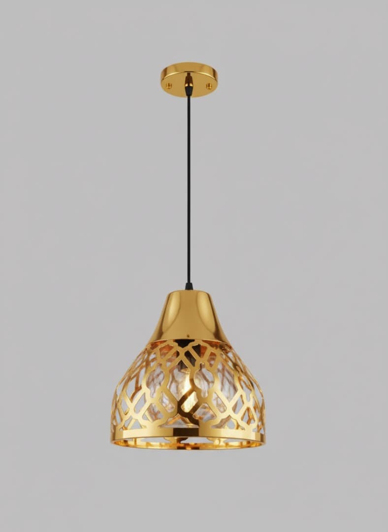 Modern Gold Cage Pendant Light | Decorative Hanging Ceiling Light. - View 1
