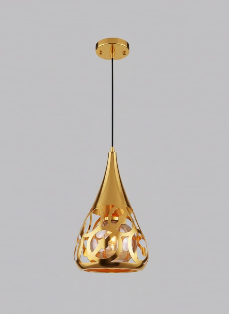 Slim Gold Cage Pendant Light | Modern Hanging Ceiling Light - View 1