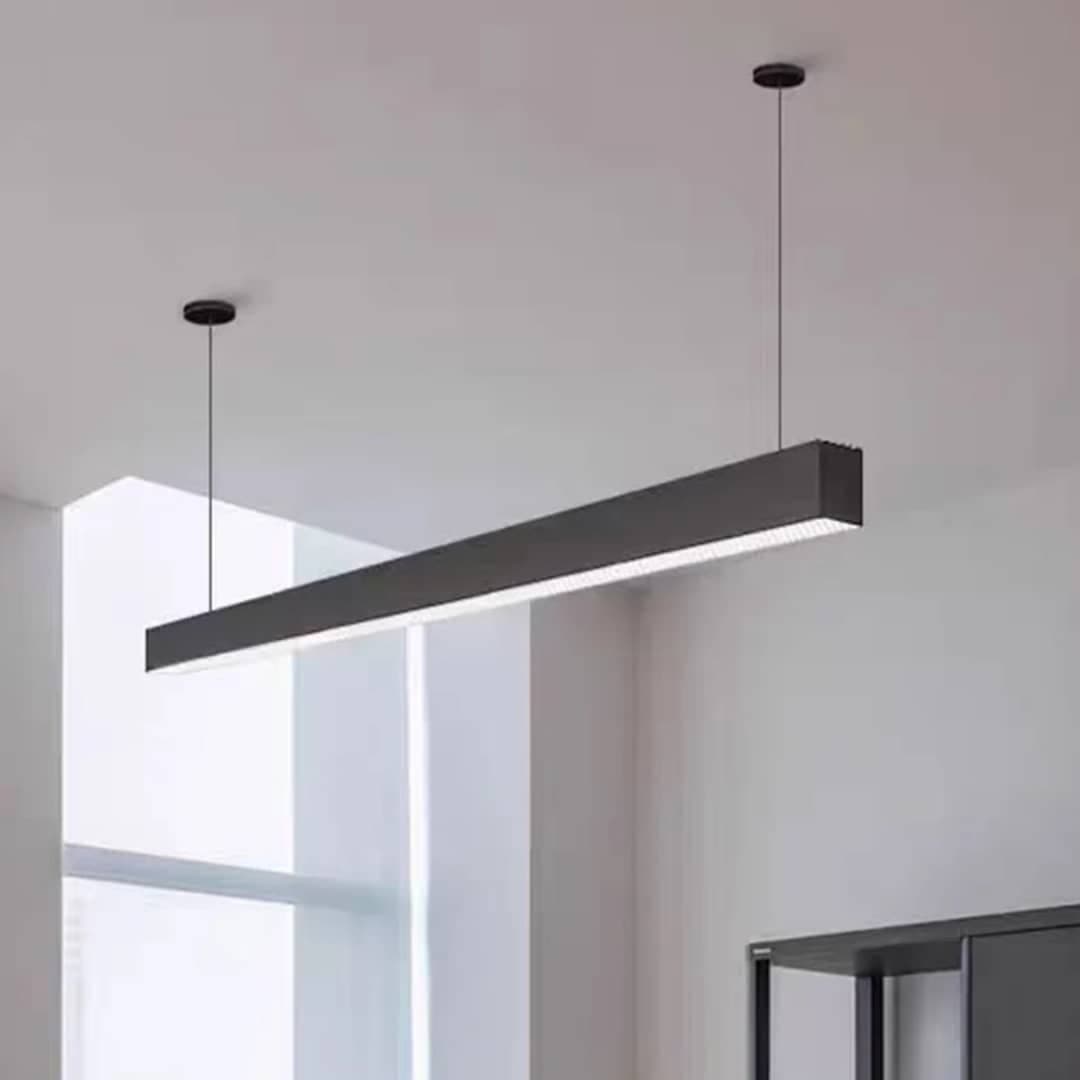 Nordic Black Linear LED Suspension Light for Home Office, Kitchen, and Dining Table. - View 1