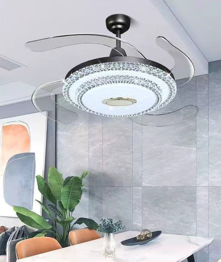 Energy-Efficient Black Bluetooth Ceiling Fan with LED Light for Bedroom & Living Room. - View 1