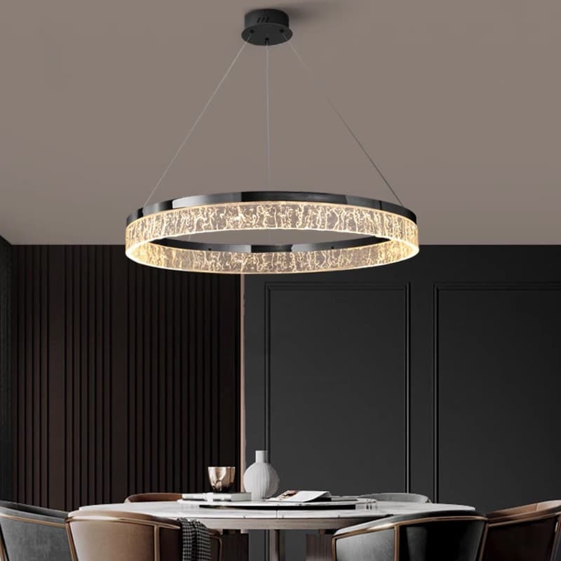 Crystal Black Ring Pendant Light – Luxury Nordic Ceiling Chandelier. - View 1