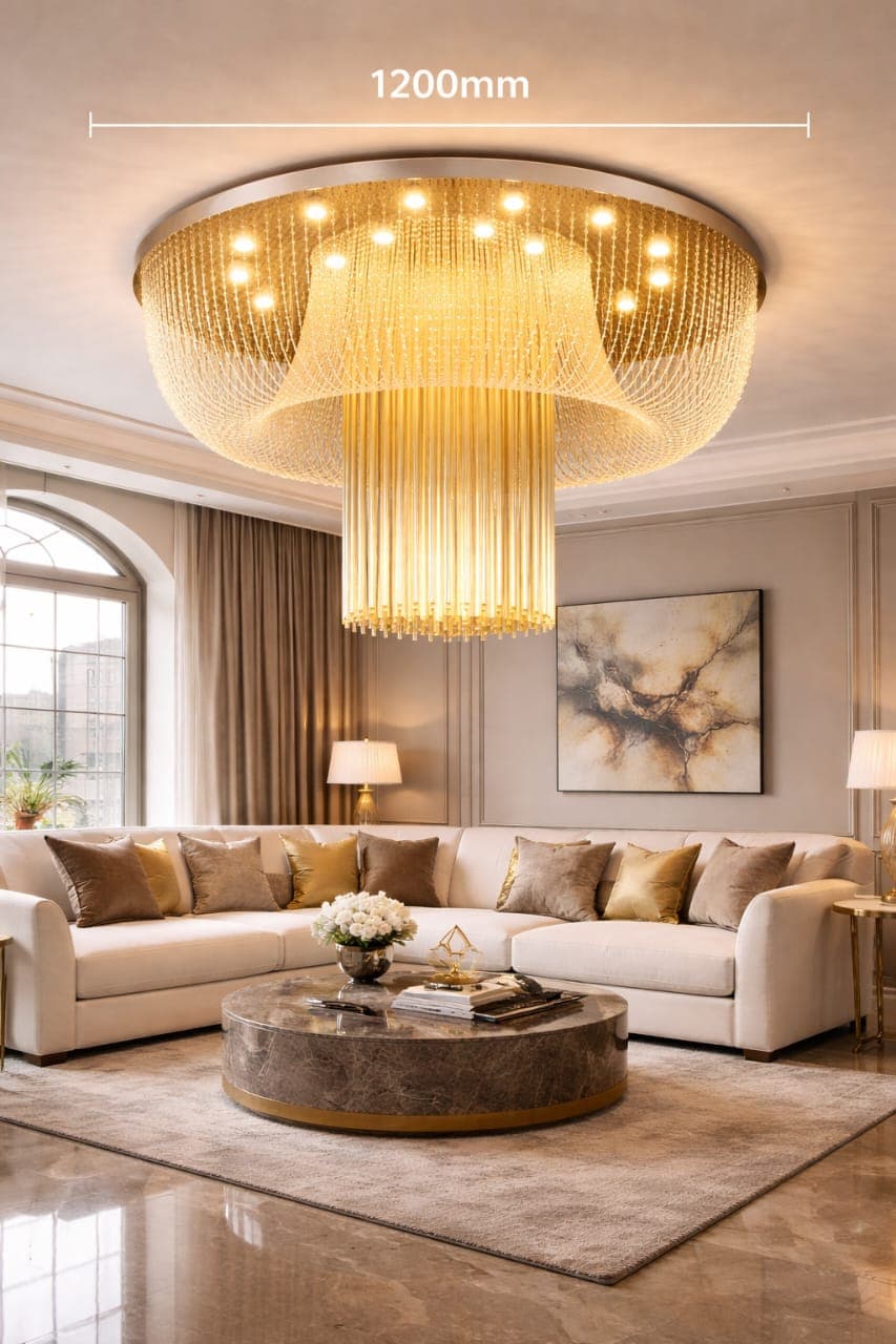 Luxury Gold Crystal Chandelier 1200mm – Extra Large Modern LED Ceiling Light for High Ceilings. - View 1