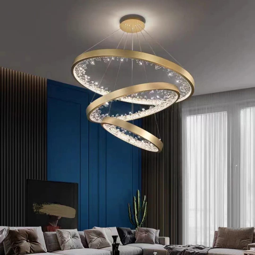 Three-Ring Gold Modern LED Chandelier for Stylish Interiors. - View 1