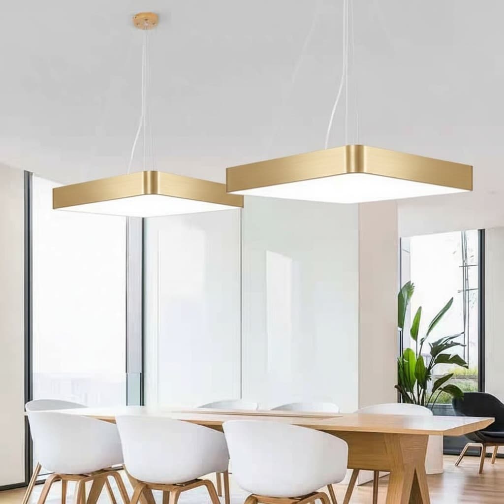 Gold Linear LED Pendant Light – Modern Nordic Chandelier for Dining Room, Bar & Boutique Lighting. - View 1