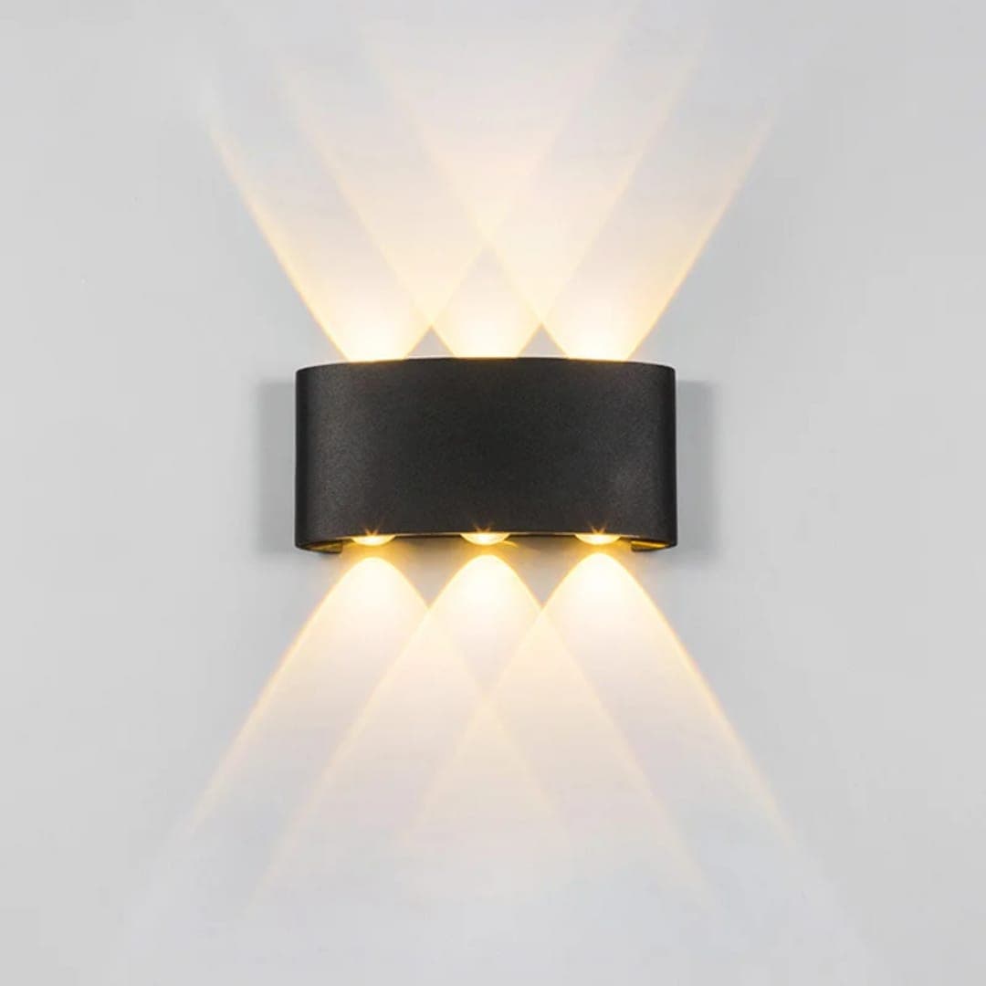 Modern 3-Eye Outdoor Wall Light | IP65 Waterproof Black LED Up & Down Wall Sconce Aluminum Fixture. - View 1