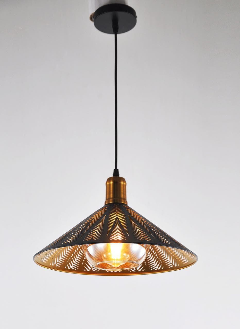 Luxury Black and Gold Cone Pendant Light – Modern Droplight for Interior Décor. - View 1