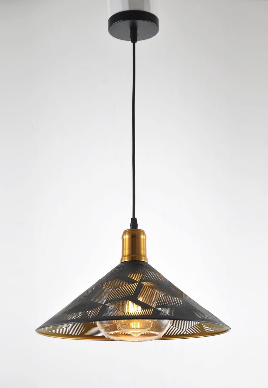 Stylish Black & Copper Hanging Light – Decorative Perforated Lighting Fixture. - View 1