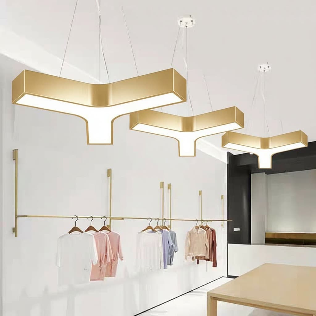 Y-Shaped Gold LED Pendant Light – Modern Nordic Chandelier. - View 1