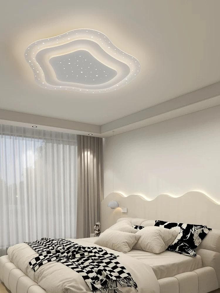 Wave-Shaped LED Ceiling Light – Luxury Bedroom Flush Mount Fixture. - View 1