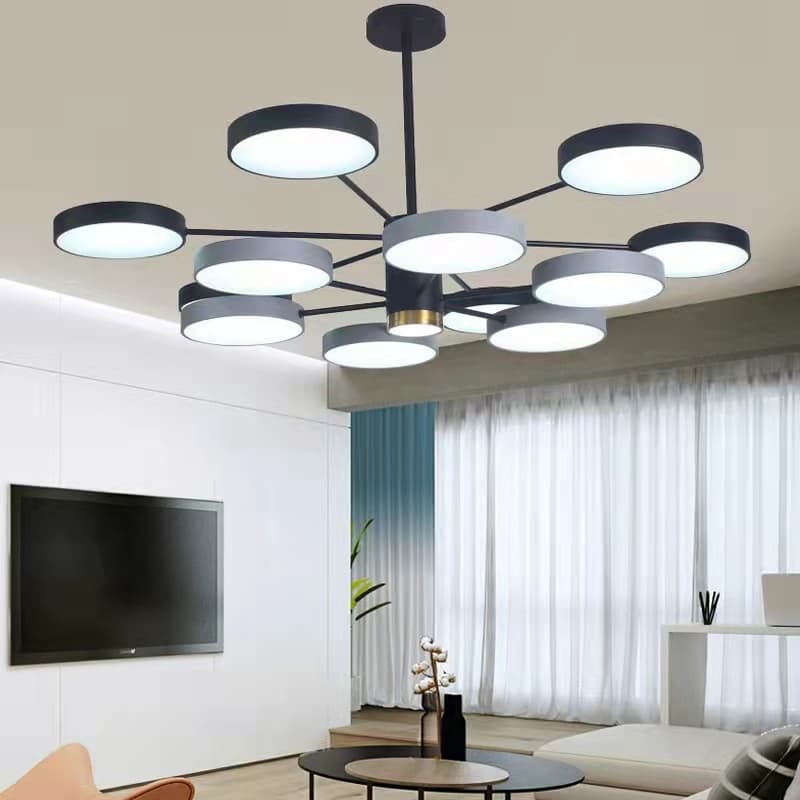 12-Head Nordic LED Multi-Disc Pendant – Modern Chandelier for Living Room. - View 1