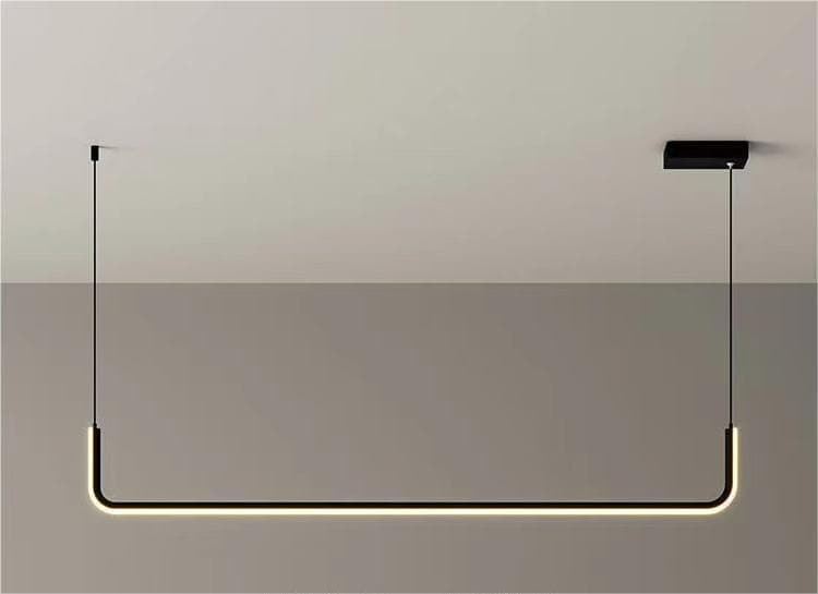 Single-Bar U-Shaped Black LED Chandelier for Living Room, Office & High Ceilings. - View 1