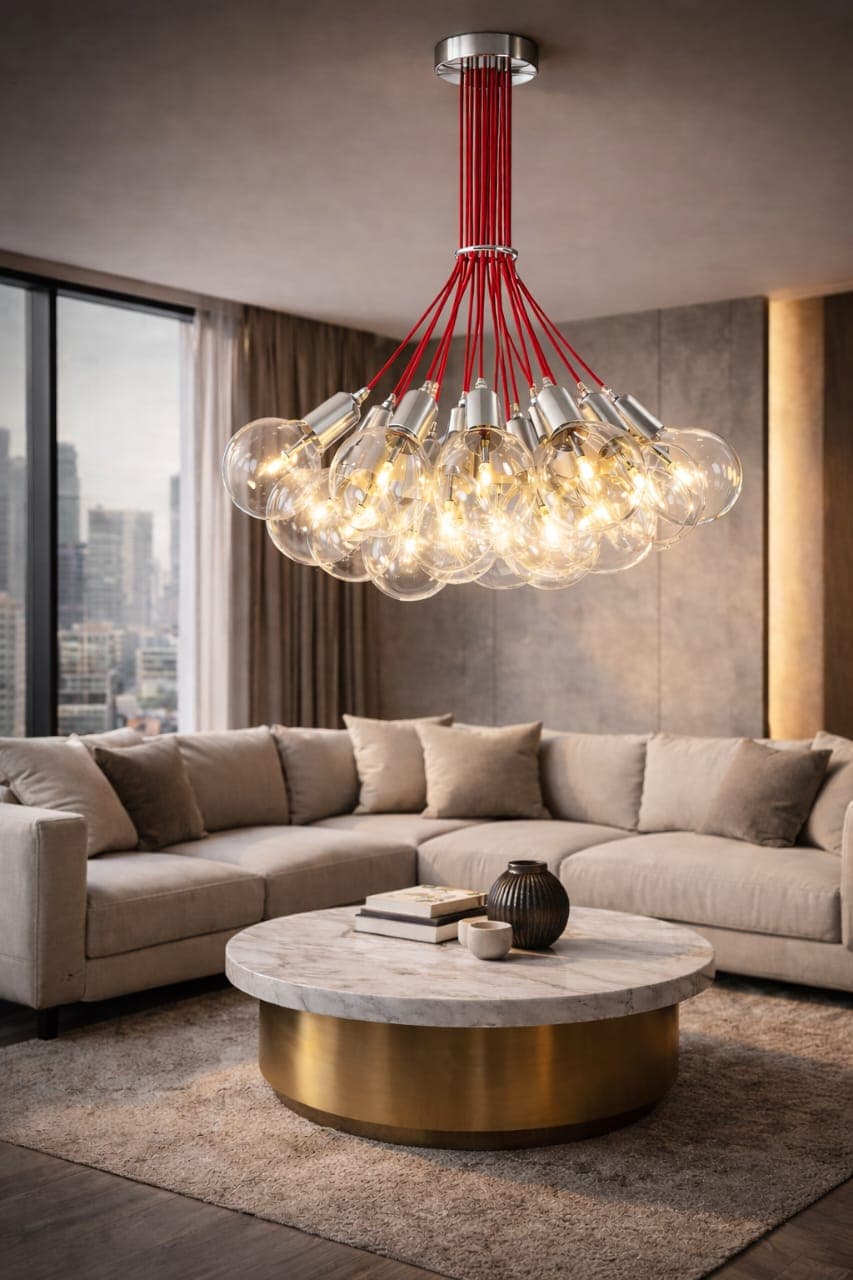 600mm Nordic Led Chandelier - METAL & GLASS & ROPE. - View 1