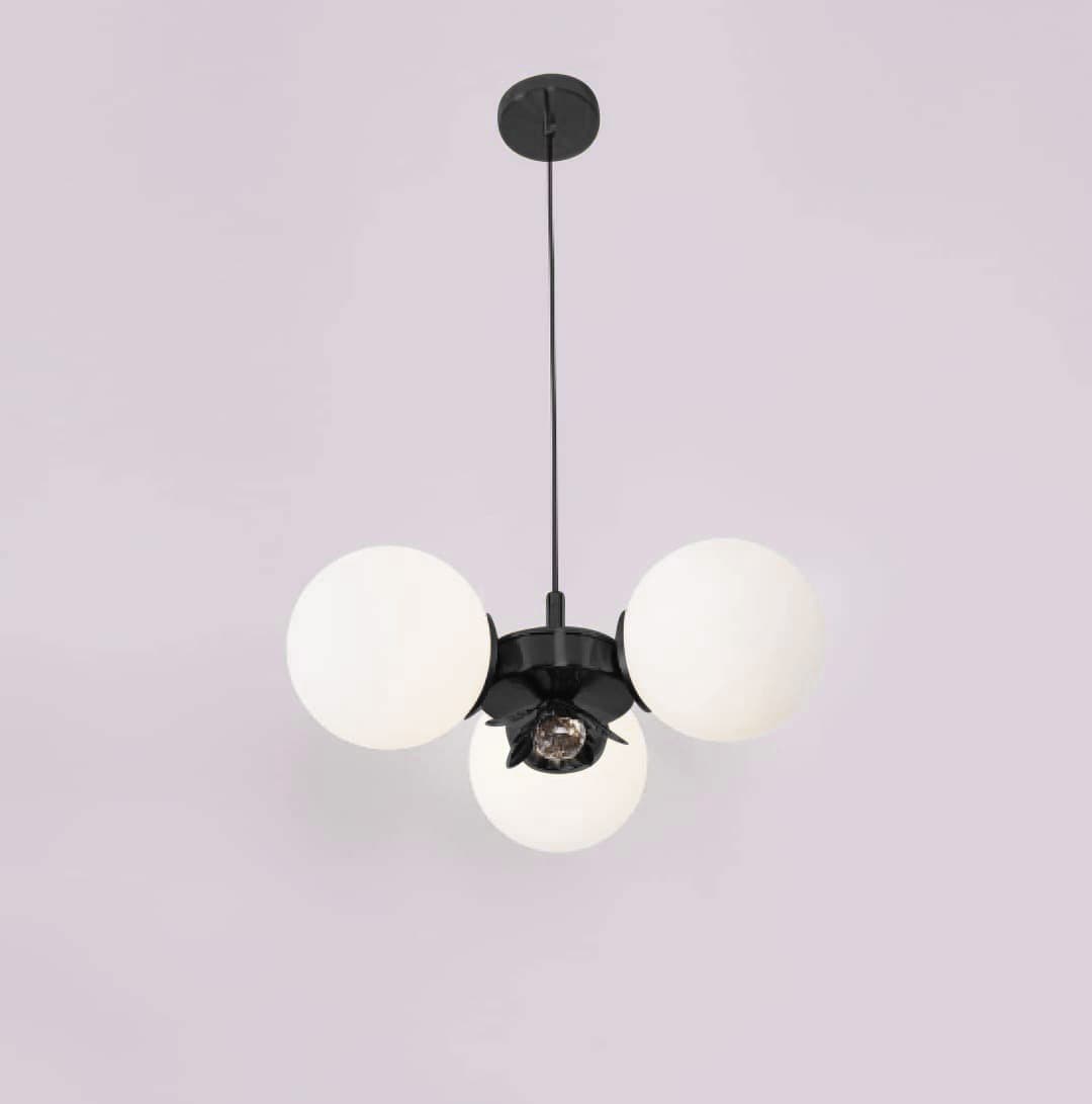 Black and White Globe Pendant Chandelier – Scandinavian Style. - View 1