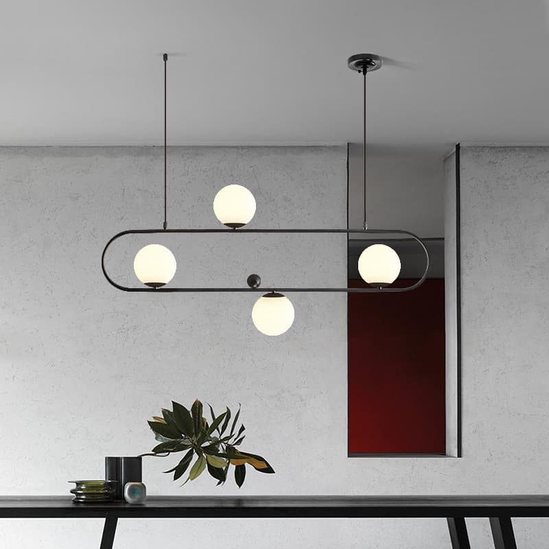 Nordic 4-Light Black Globe Chandelier – Modern LED Pendant Light for Dining Room & Kitchen. - View 1