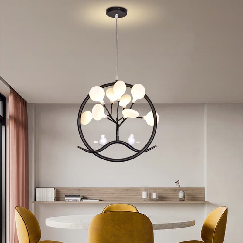 Black Nordic Bird Ceiling Chandelier – Decorative LED Pendant for Dining Room. - View 1