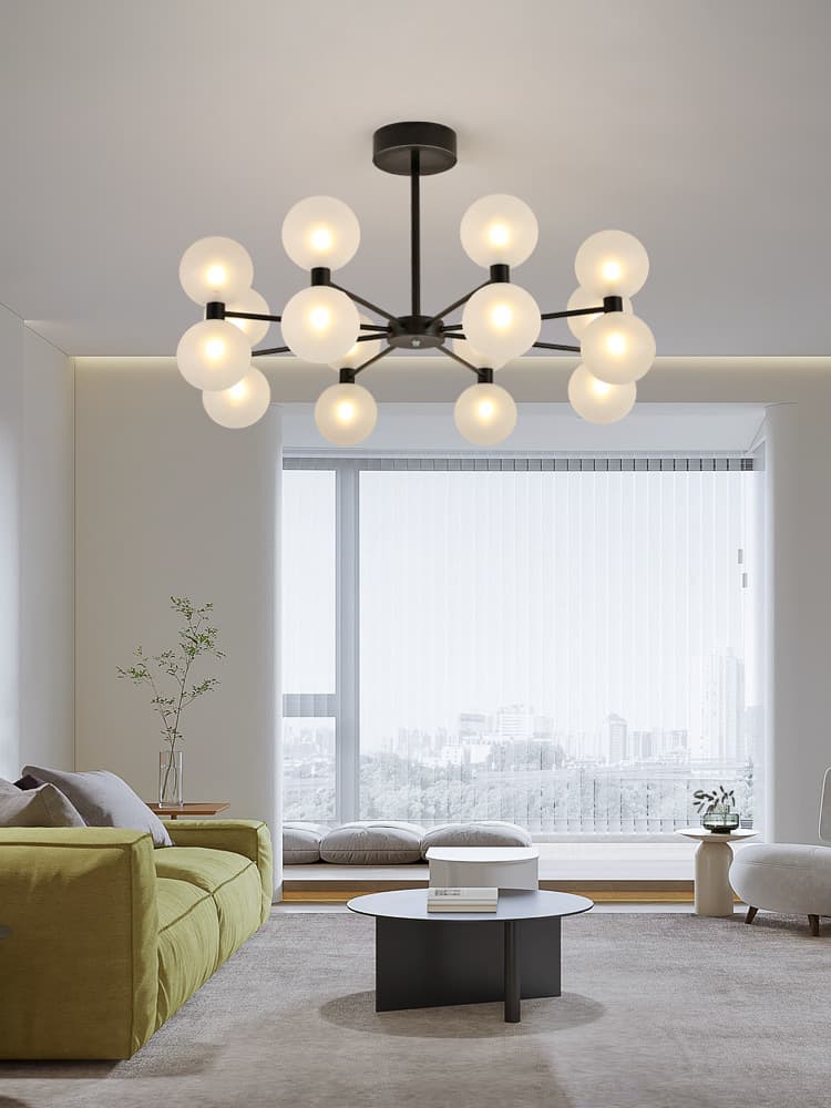 16-Light Nordic Black Globe Chandelier – Modern Sputnik Ceiling Light. - View 1