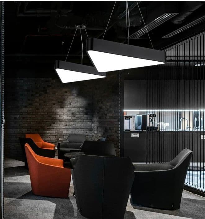 Industrial Style Black Triangle LED Hanging Lamp. - View 1