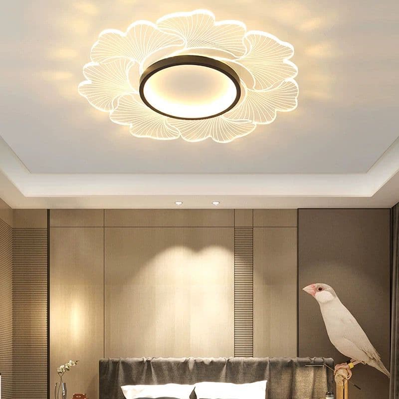 Black Flower-Shaped LED Ceiling Light – Nordic Flush Mount Chandelier. - View 1