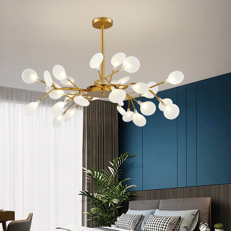 Gold Nordic Sputnik Chandelier – 30-Strand Artistic Ceiling Light. - View 1