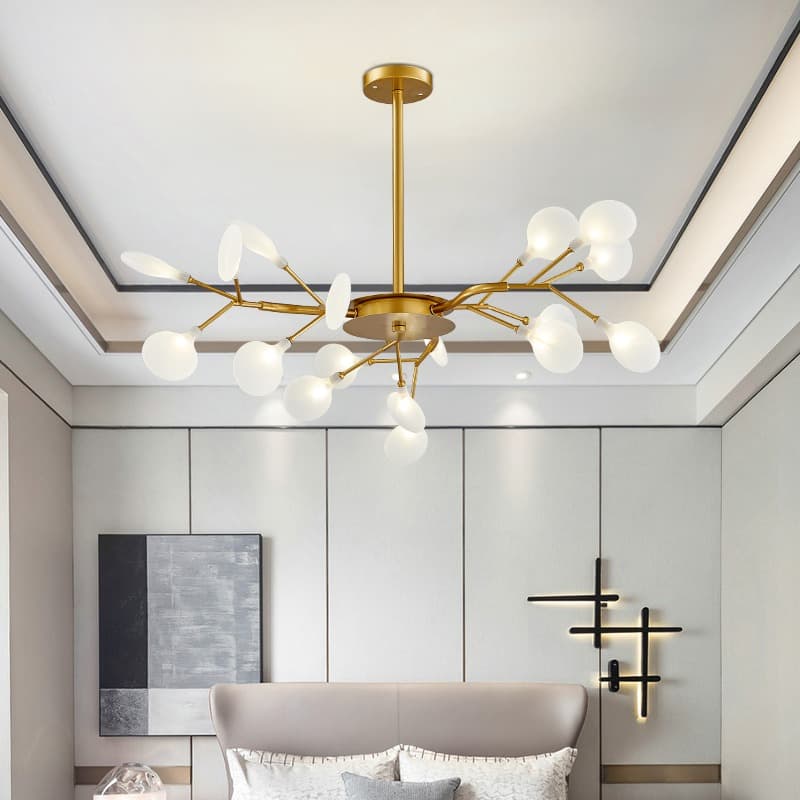 Nordic Gold Branch LED Chandelier – 18-Strand Luxury Modern Ceiling Light. - View 1