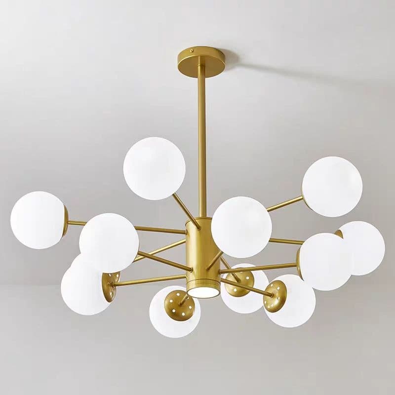 Gold Glass Ball Chandelier – Contemporary Nordic LED Ceiling Light for Living Room. - View 1