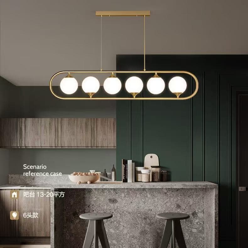 6-Light Gold Linear Chandelier for Dining Room, Kitchen Island & Home Bar. - View 1