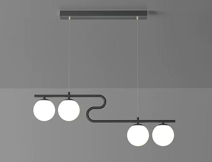 Modern Wave Chandelier – Nordic Black 4-Light Pendant for Dining & Kitchen. - View 1